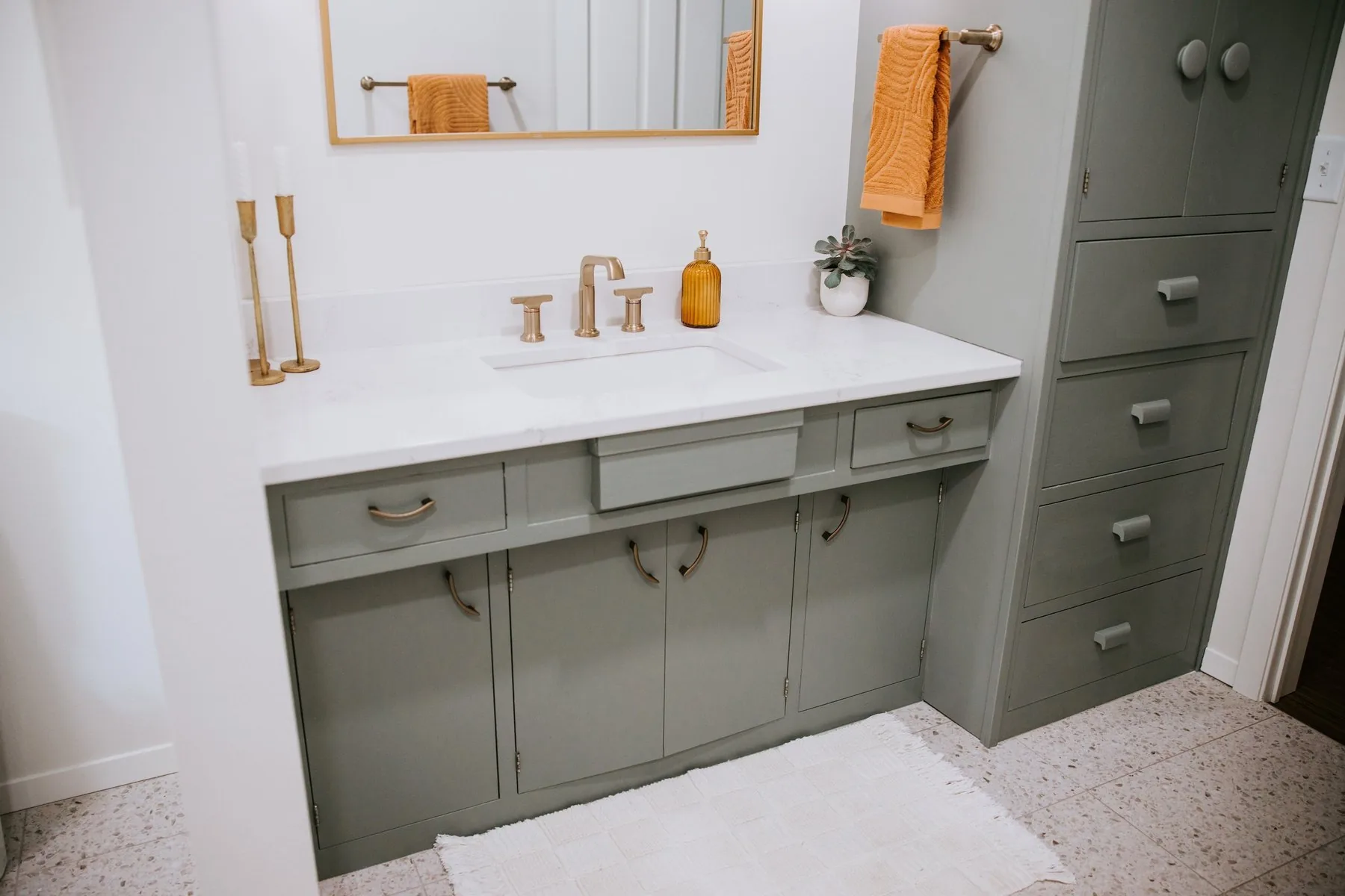 A remodeled bathroom vanity built by Pride Built Homes